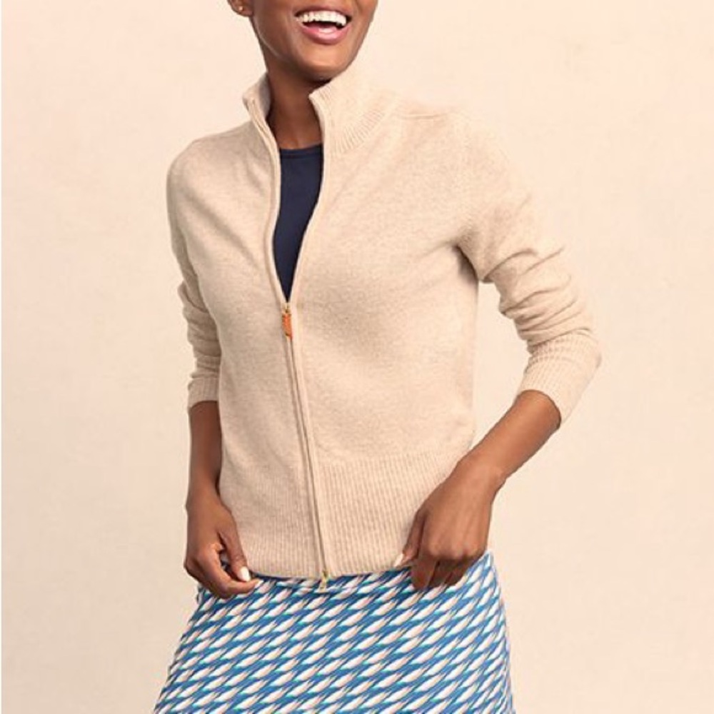 NWT J. McLaughlin 100% Cashmere Full Zip Mock Neck Cardigan XL